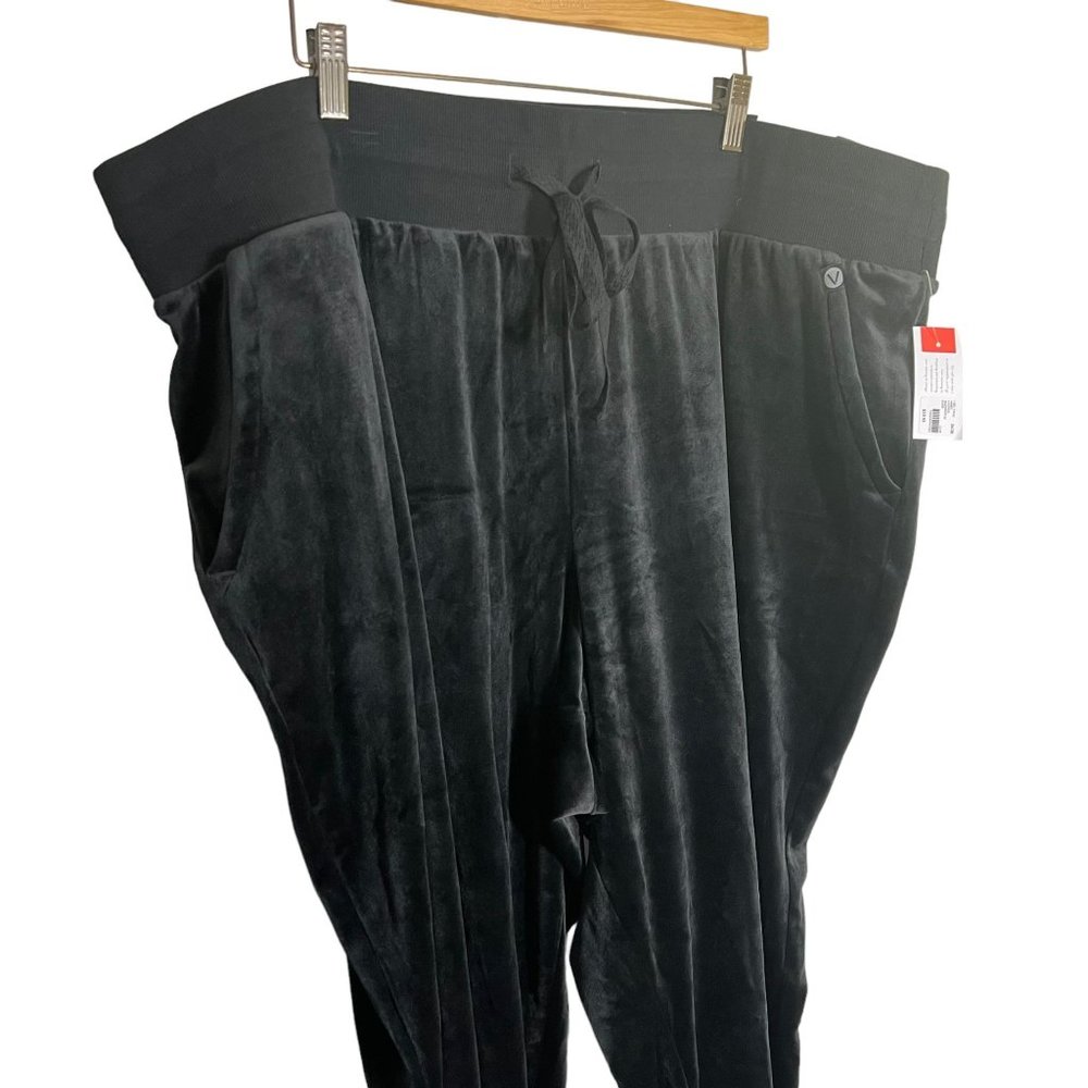 NWT LIVI Black Velour High Rise Pull On Jogger Pants 26 28 - Picture 2 of 12